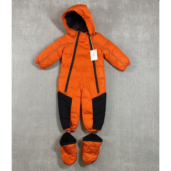 Gucci Baby Snowsuit Boys Girls 12-18 Months Orange Black Goose Down Hooded Italy - Picture 1 of 16